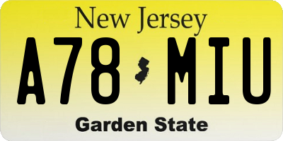 NJ license plate A78MIU