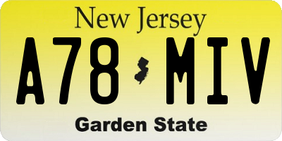 NJ license plate A78MIV