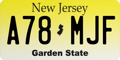 NJ license plate A78MJF