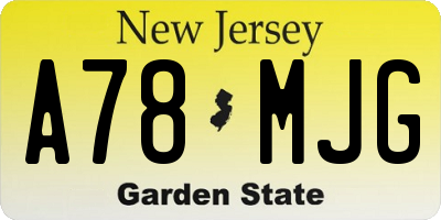 NJ license plate A78MJG