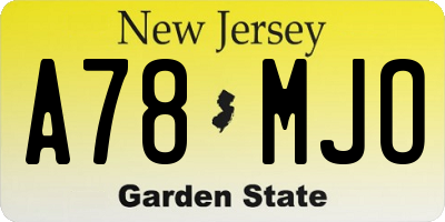 NJ license plate A78MJO