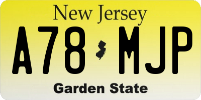 NJ license plate A78MJP
