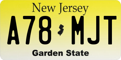 NJ license plate A78MJT