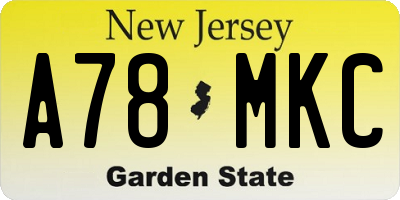 NJ license plate A78MKC