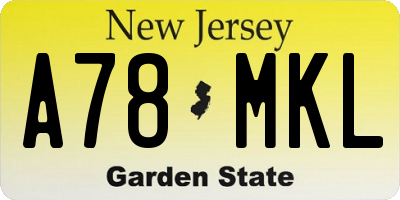 NJ license plate A78MKL