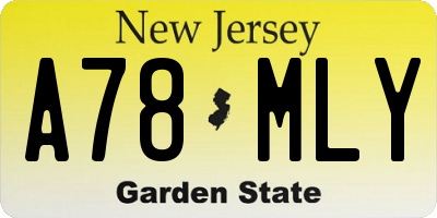 NJ license plate A78MLY