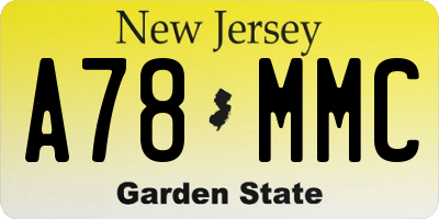 NJ license plate A78MMC