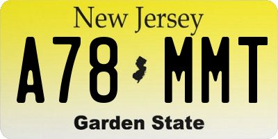 NJ license plate A78MMT
