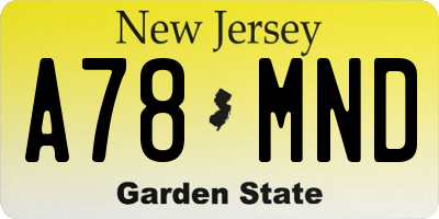 NJ license plate A78MND
