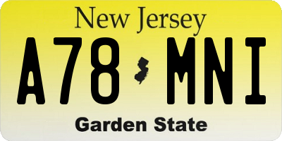 NJ license plate A78MNI