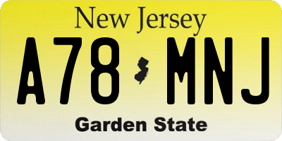 NJ license plate A78MNJ