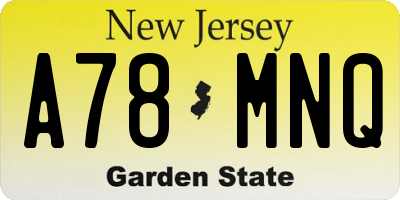 NJ license plate A78MNQ