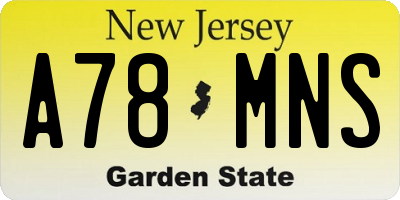NJ license plate A78MNS