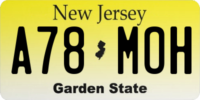 NJ license plate A78MOH