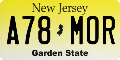 NJ license plate A78MOR