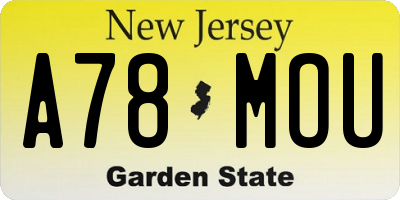 NJ license plate A78MOU