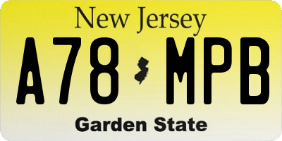 NJ license plate A78MPB