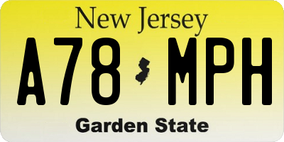 NJ license plate A78MPH