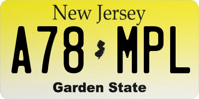 NJ license plate A78MPL