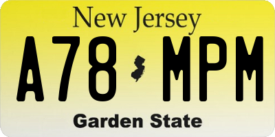 NJ license plate A78MPM