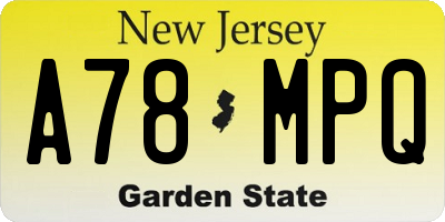 NJ license plate A78MPQ