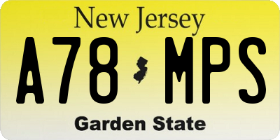 NJ license plate A78MPS