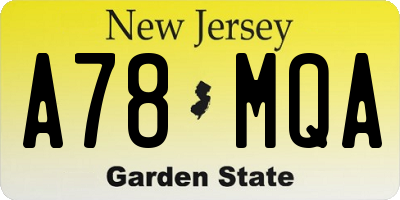 NJ license plate A78MQA