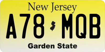 NJ license plate A78MQB