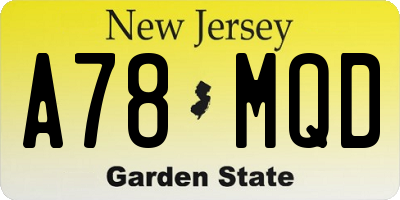 NJ license plate A78MQD