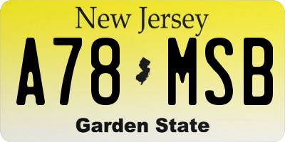 NJ license plate A78MSB