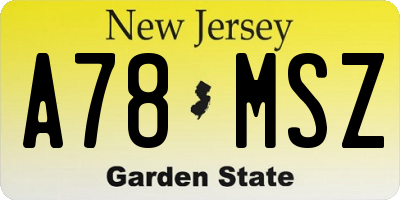NJ license plate A78MSZ