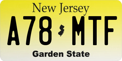 NJ license plate A78MTF