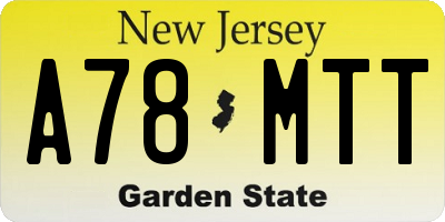 NJ license plate A78MTT
