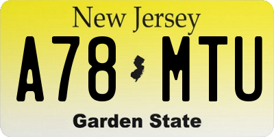 NJ license plate A78MTU