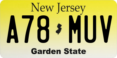 NJ license plate A78MUV