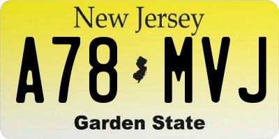 NJ license plate A78MVJ