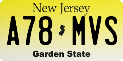 NJ license plate A78MVS