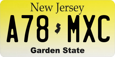 NJ license plate A78MXC