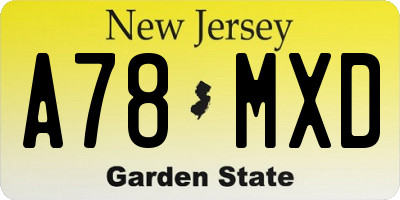 NJ license plate A78MXD