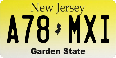 NJ license plate A78MXI