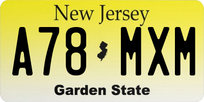 NJ license plate A78MXM