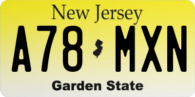 NJ license plate A78MXN