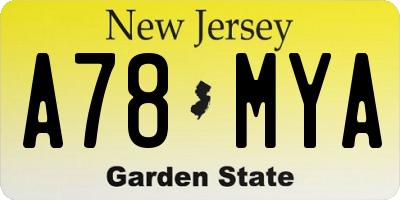 NJ license plate A78MYA