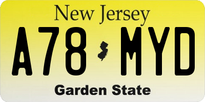 NJ license plate A78MYD