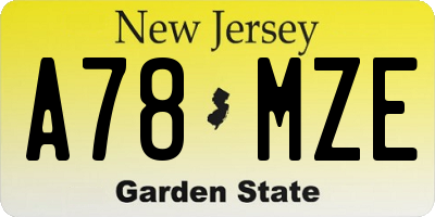 NJ license plate A78MZE