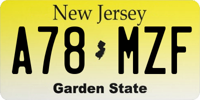 NJ license plate A78MZF