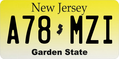 NJ license plate A78MZI
