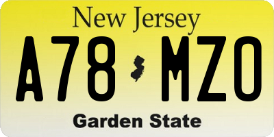 NJ license plate A78MZO