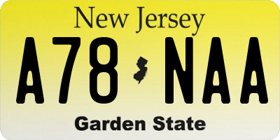 NJ license plate A78NAA