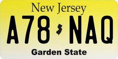 NJ license plate A78NAQ